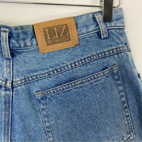 VINTAGE 80s 90s LIZWEAR Ultra High Waisted Denim Cuffed Jean Shorts Size 10 - Picture 2 of 9